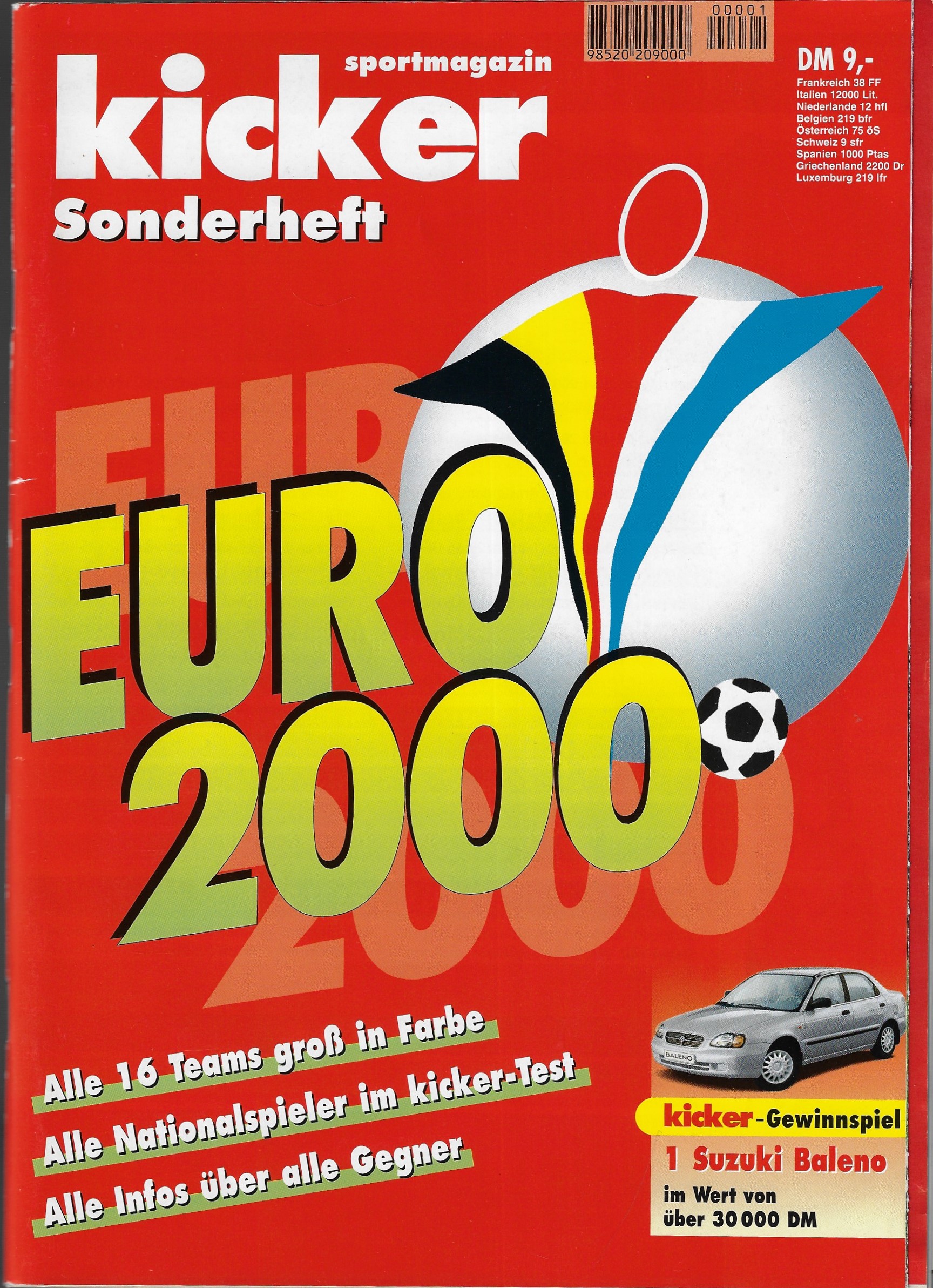 Kicker Sonderheft Euro 2000 - Alle 16 Teams Groß In Farbe